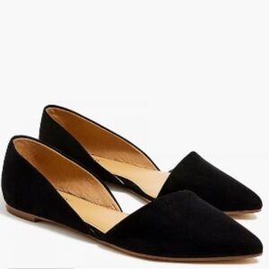 J. Crew Zoe Leather Suede Black D’Orsay Pointed Toe Flats Womens Slide Size 9.5